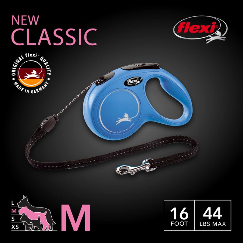 FLEXI New Classic Cord Retractable Dog Leash for Medium Dogs up to 44 lbs. â€“ 16 ft., Blue | Tangle-Free Pet Walking Leash with One-Handed Brake, Pause, Lock|German Quality Product - Image 2